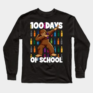 100th Day of School Teacher Dabbing Bigfoot Long Sleeve T-Shirt